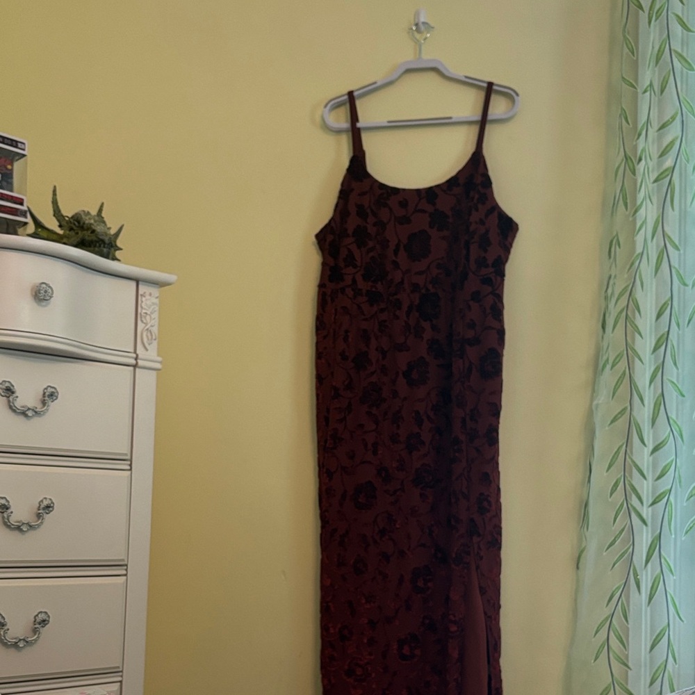 Torrid Burnt Orange Floral Velvet Maxi Dress